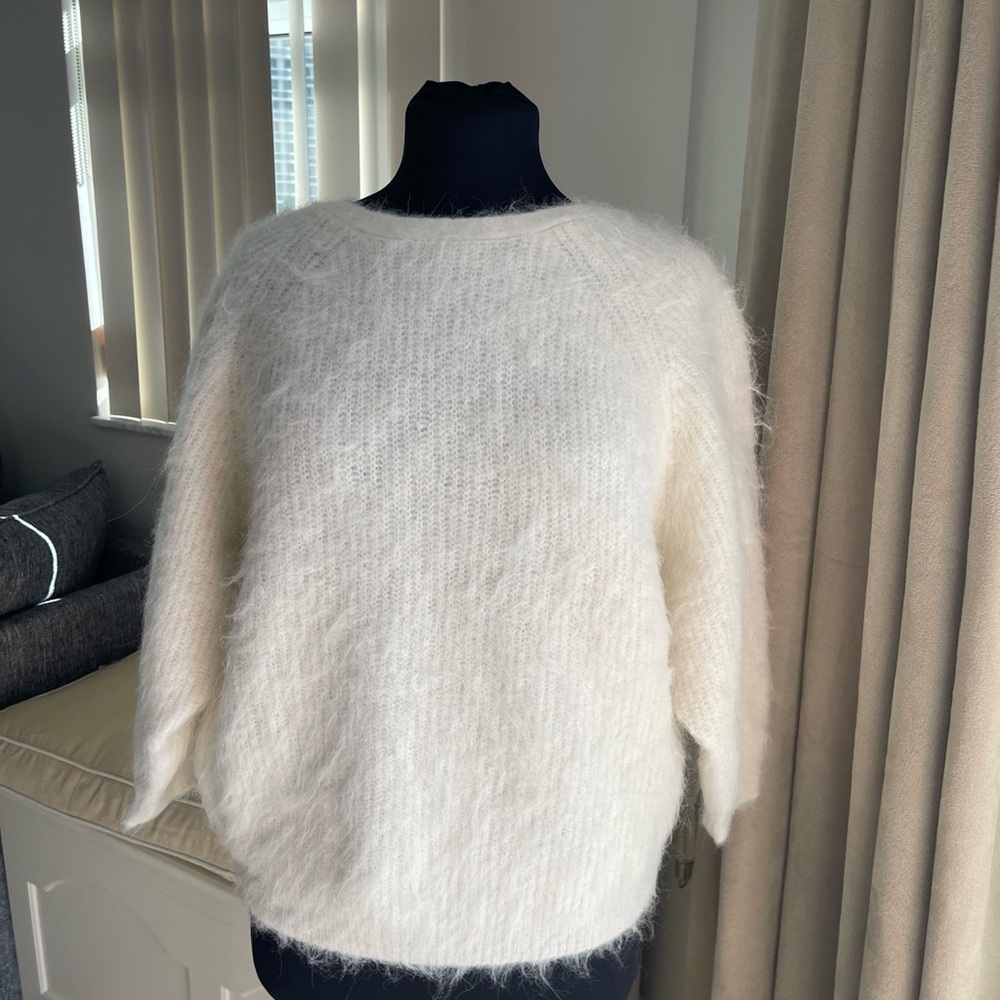 ba&sh Ivory Fluffy Crew Neck Sweater